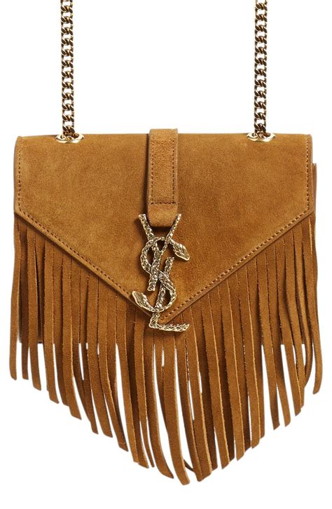 yves saint laurent monogram serpent medium fringed leather shoulder bag|ysl envelope bag.